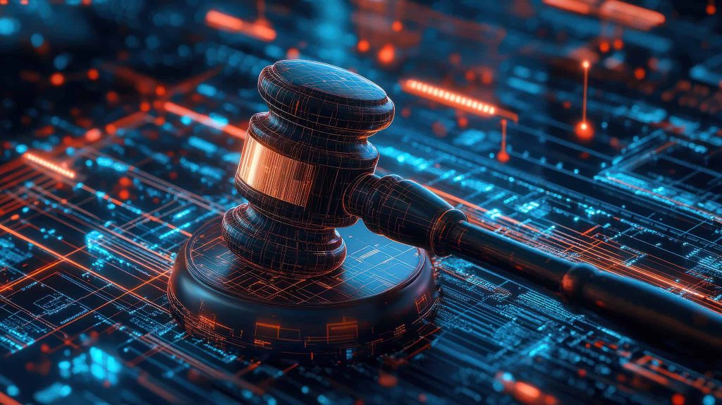 gavel on a computer chip
